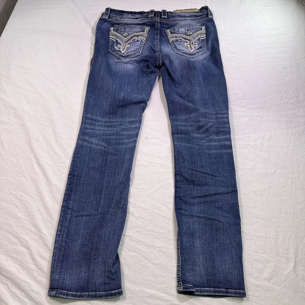 Rock Revival Jeans Women 29  Denim  MERTIE Easy Straight rhinestones embelished
